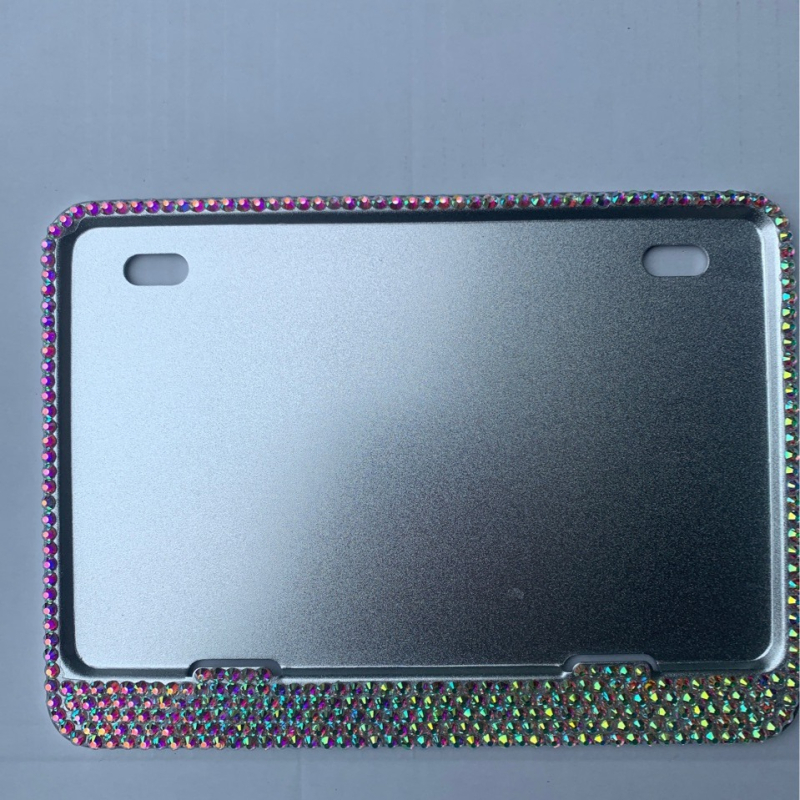 Cadru pentru plăcuța de înmatriculare a motocicletei cu cristale și efect de flash, aliaj de aluminiu, model B-XB01, universal pentru motociclete, scutere și motociclete electrice