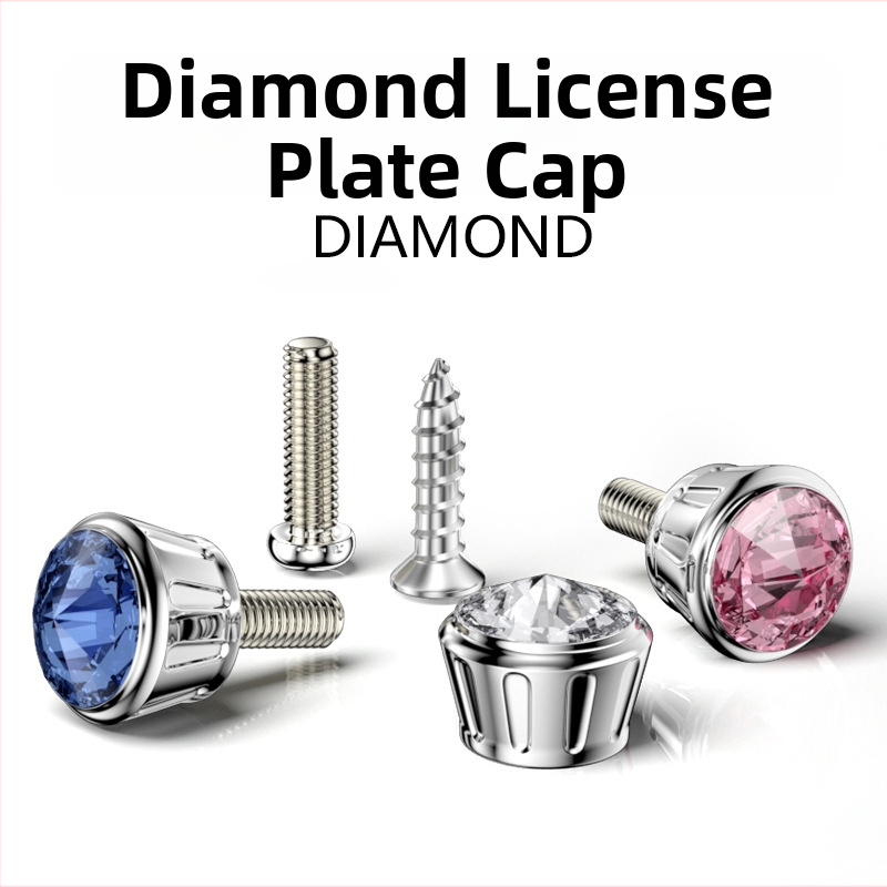 Diamantiem inkrustētas numura zīmes skrūves – alumīnija sakausējums, vispārīgs pielietojums, zīmols YONG XUN, model Diamond License Plate Screws