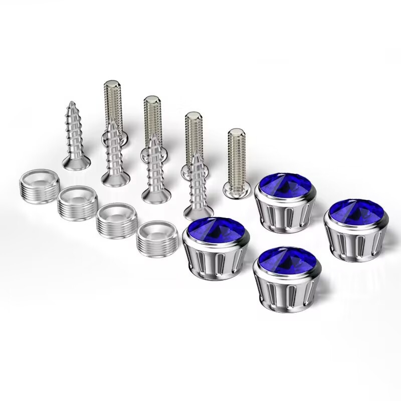 Diamantiem inkrustētas numura zīmes skrūves – alumīnija sakausējums, vispārīgs pielietojums, zīmols YONG XUN, model Diamond License Plate Screws