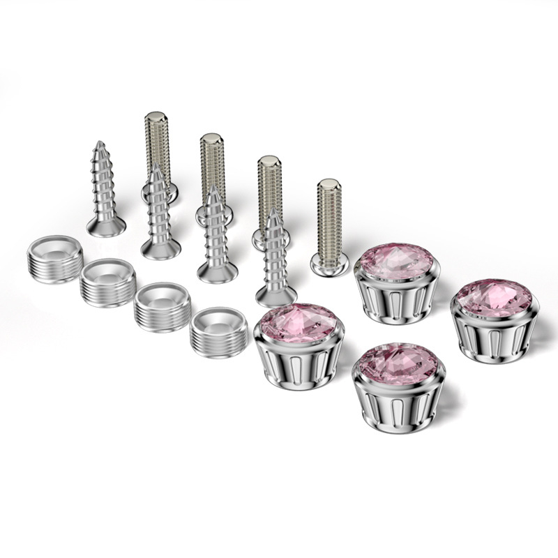 Diamantiem inkrustētas numura zīmes skrūves – alumīnija sakausējums, vispārīgs pielietojums, zīmols YONG XUN, model Diamond License Plate Screws