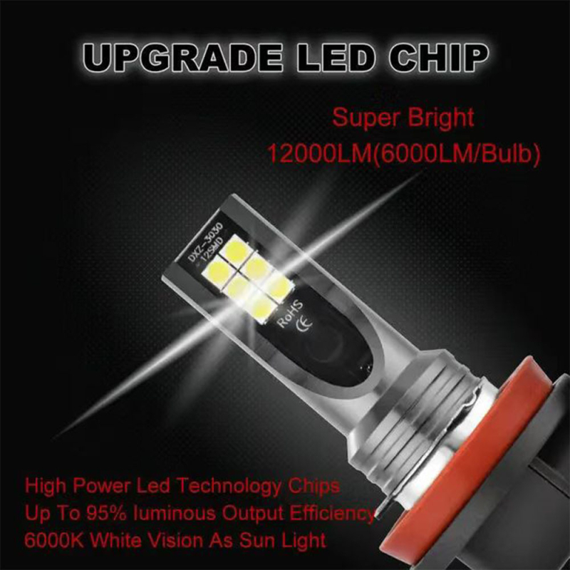 LED lampica za maglu 3030 12SMD, 24W, 12-24V, kompatibilna s bazama H4/H7/H11/9005/H16/P13W