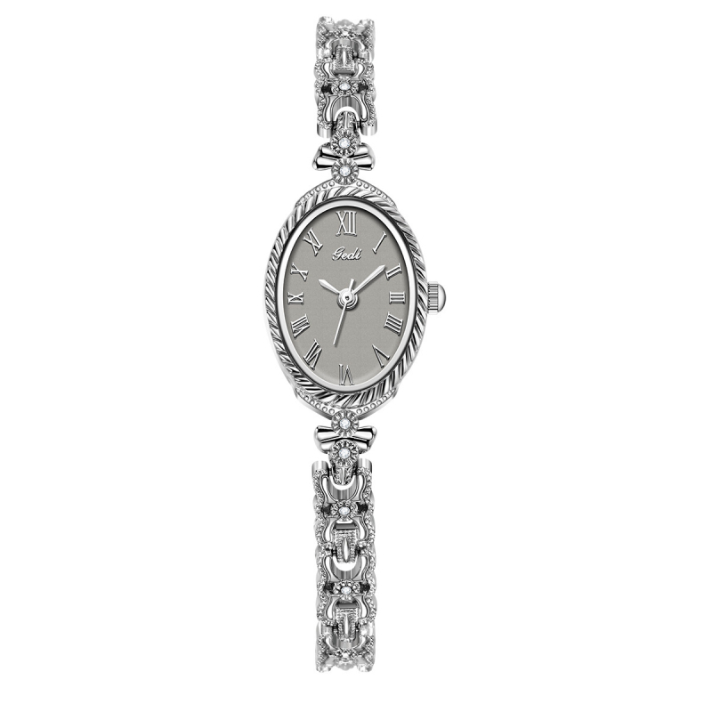 Ženski kvarcni sat s narukvicom i ovalnim cifrom, vodootpornost 30 m, kućište i remen od legure, mineralno staklo