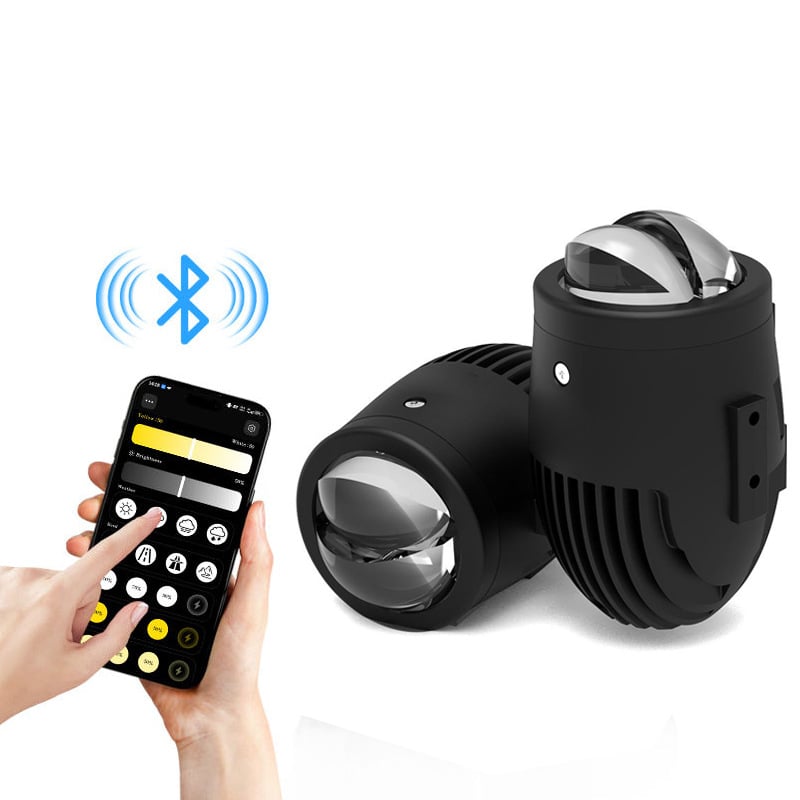 Lumină LED de ceață frontală cu fascicul dublu, lentilă integrată, controlată prin aplicație, 12V, 6000 lm