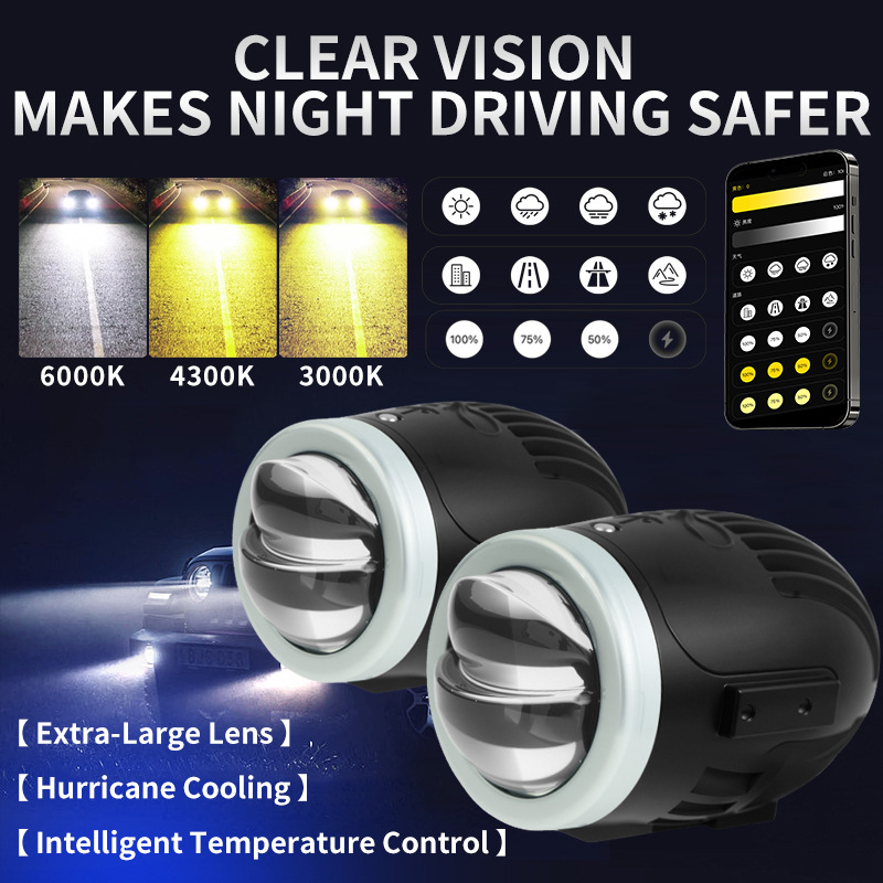 LED predné hmlové svetlo pre auto s vysokým jasom, 12V, 6000 lm, 42W/60W, životnosť 50 000 h