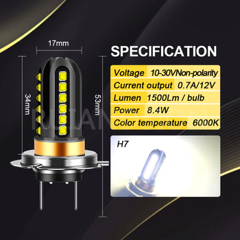 LED svetlá do auta s dekódovaním, kompatibilné s H7/H11, široký vstup 10-30V, 2 kusy, 1000LM, LED čipy 3030