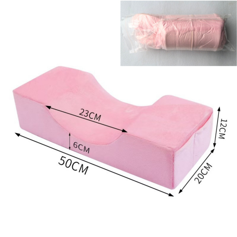 Pernă în formă de U pentru masă de lucru la extensii gene, umplutură din spumă cu memorie, husă din velur cristal, susținere cervicală pentru somn pe o parte, adulți