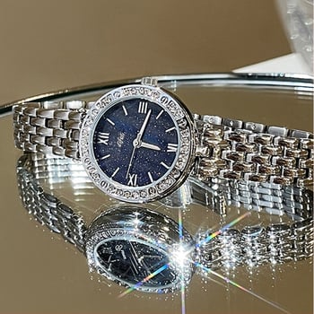 Ženski kvarcni sat Difuli DF-010, svjetleći brojčanik, vodootporan do 30M, okrugli dizajn kućišta, kućište i remen od nehrđajućeg čelika, mineralno ojačano staklo