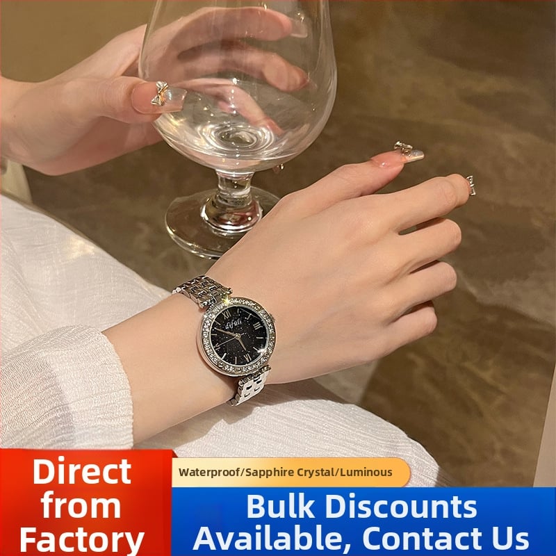 Ženski kvarcni sat Difuli DF-010, svjetleći brojčanik, vodootporan do 30M, okrugli dizajn kućišta, kućište i remen od nehrđajućeg čelika, mineralno ojačano staklo