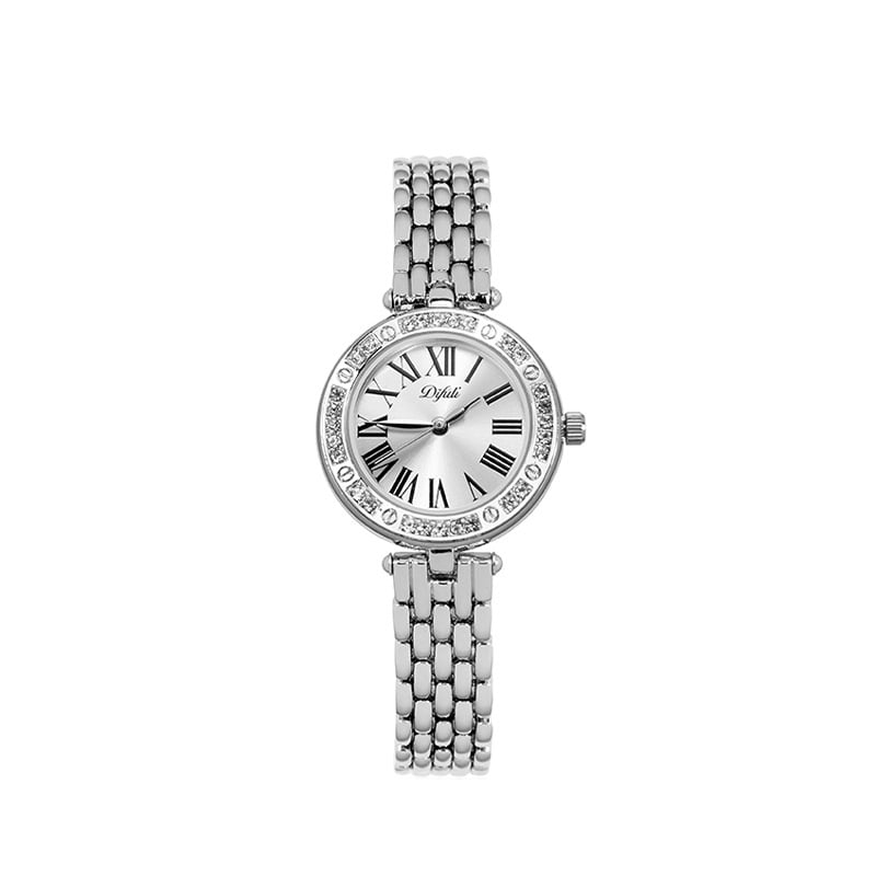 Ženski kvarcni sat Difuli DF-010, svjetleći brojčanik, vodootporan do 30M, okrugli dizajn kućišta, kućište i remen od nehrđajućeg čelika, mineralno ojačano staklo