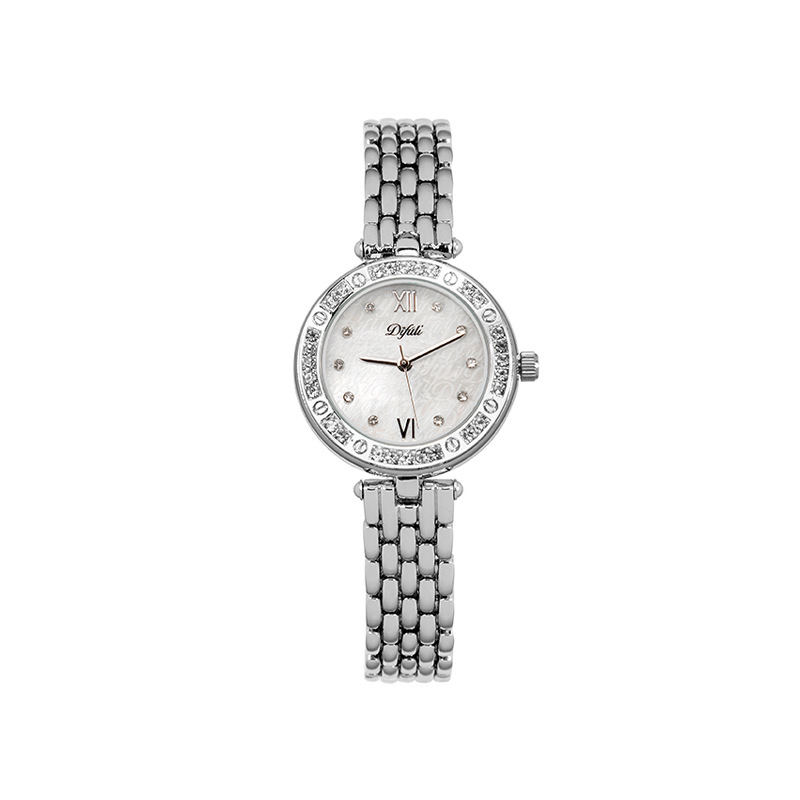 Ženski kvarcni sat Difuli DF-010, svjetleći brojčanik, vodootporan do 30M, okrugli dizajn kućišta, kućište i remen od nehrđajućeg čelika, mineralno ojačano staklo