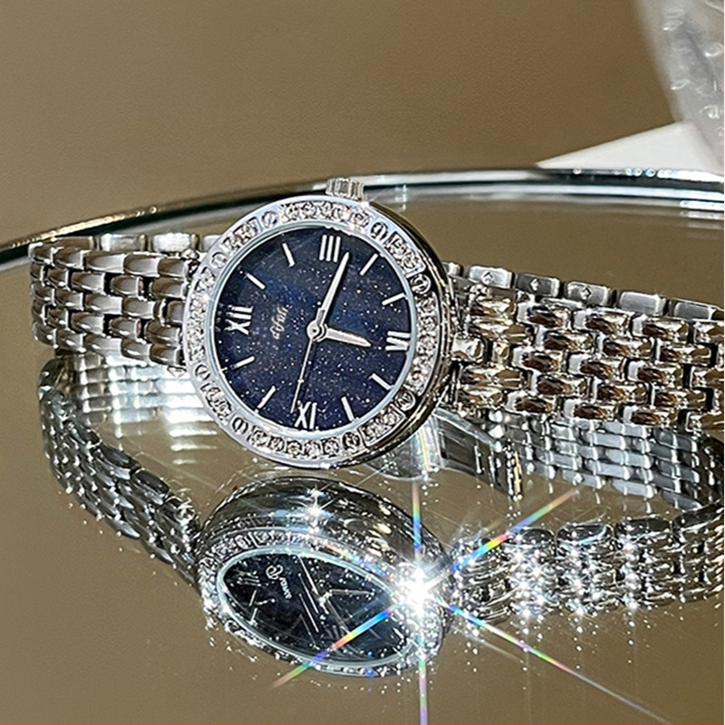 Difuli DF-010 Quartz dámske hodinky Starry Sky so svetelným analógovým ciferníkom, vodotesné do 30 M, oceľové puzdro a nerezový remienok.