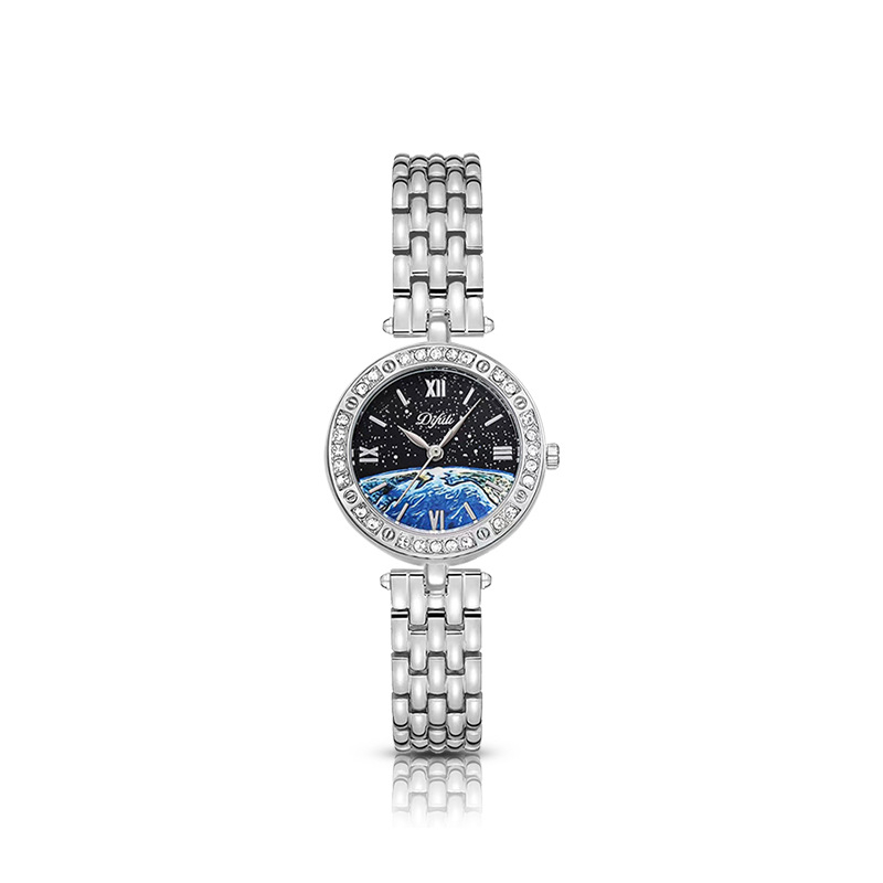 Difuli DF-010 Quartz dámske hodinky Starry Sky so svetelným analógovým ciferníkom, vodotesné do 30 M, oceľové puzdro a nerezový remienok.