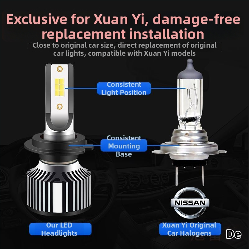 LED spuldze priekš Nissan Sylphy – augsta un zema staru gaisma, 70–80W, 5000 lm, LED gaisma