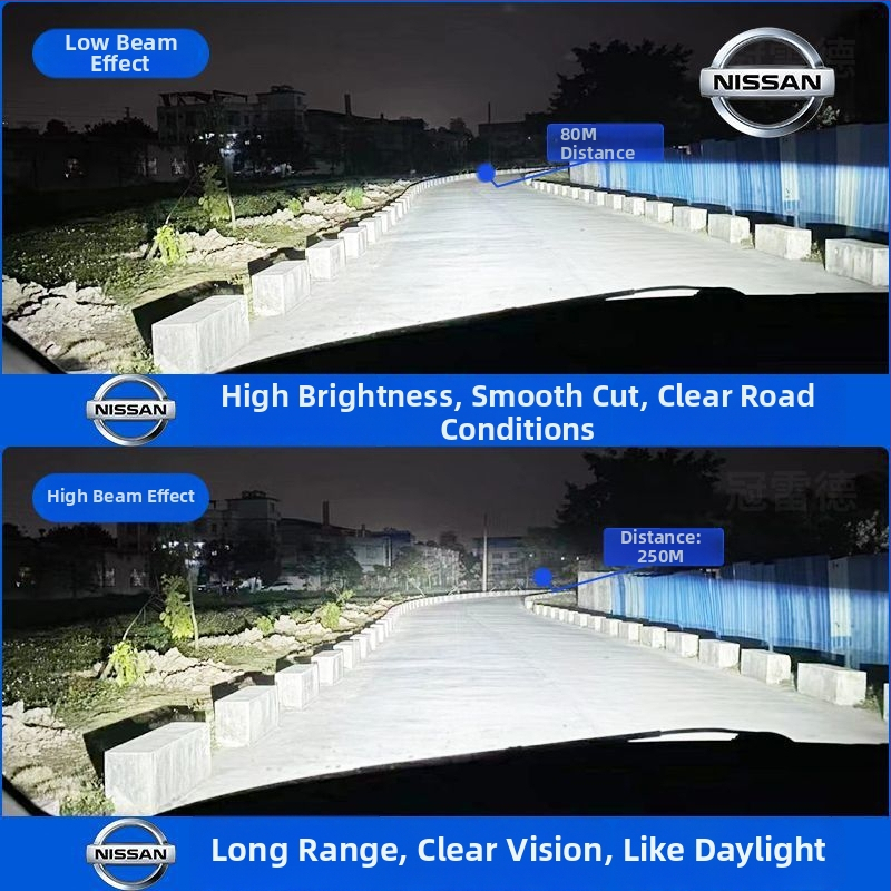 LED spuldze priekš Nissan Sylphy – augsta un zema staru gaisma, 70–80W, 5000 lm, LED gaisma