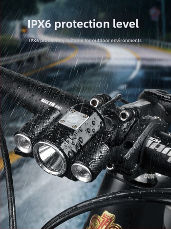 Kalnu velosipēda priekšējais lukturs ar augstas jaudas trīs kodolu LED, 8,4V, galvenais LED T6 un palīg LED XPE