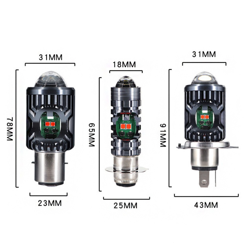 LED motora priekšējais lukturis ar H4 divu staru integrāciju, 8–80 V, alumīnija korpuss, darbības ilgums 5 000 000 stundas