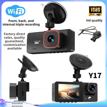 Kõik-ühes auto dash cam kolmel objektiiviga (ees, sisemine, taga), 4K Ultra HD, 140° vaatenurk, 2,0-tolline ekraan, 4G moodul