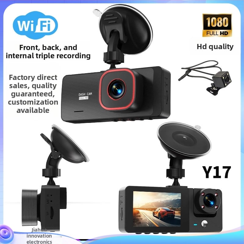 Kõik-ühes auto dash cam kolmel objektiiviga (ees, sisemine, taga), 4K Ultra HD, 140° vaatenurk, 2,0-tolline ekraan, 4G moodul