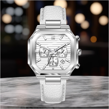 Muški poslovni sat – kvarcni mehanizam, kvadratni brojčanik 42 mm, vodootporan do 30 m, kožna narukvica, kućište od legure