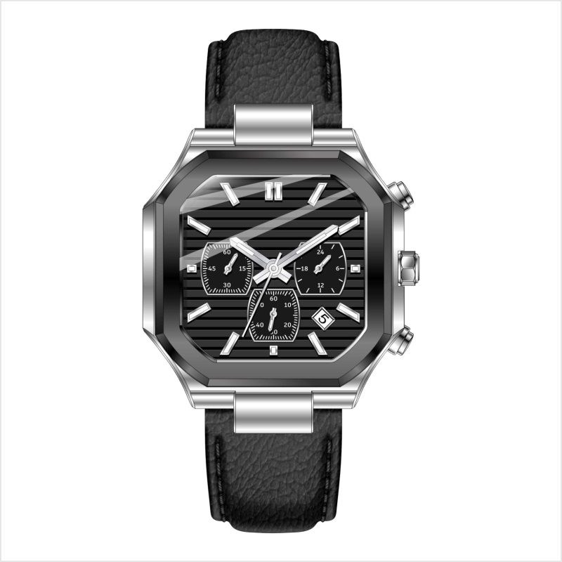 Muški poslovni sat – kvarcni mehanizam, kvadratni brojčanik 42 mm, vodootporan do 30 m, kožna narukvica, kućište od legure