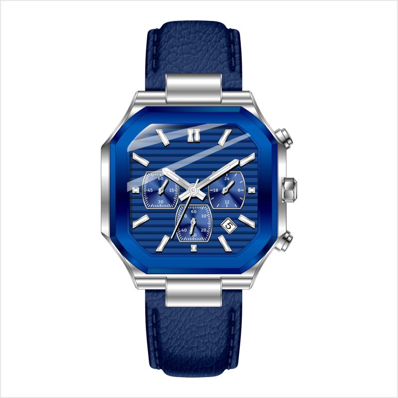 Muški poslovni sat – kvarcni mehanizam, kvadratni brojčanik 42 mm, vodootporan do 30 m, kožna narukvica, kućište od legure