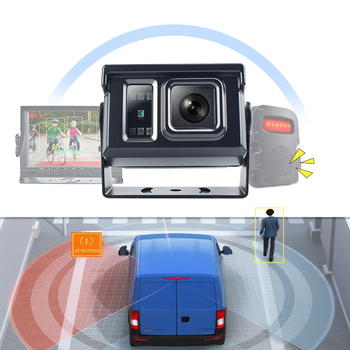 Univerzalna automobilna kamera za montažu s AI i HD, 7-inčni zaslon, infracrveno noćno vid, vodootporno metalno kućište; Model GPA3-AI; Rezolucija 1280x720; Video signal AHD; Domet IR 5 m