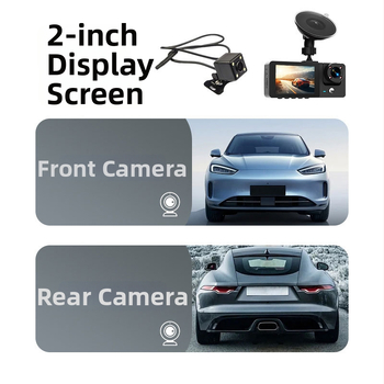 Kolmikaameraline auto dash cam ees-, sises- ja tagumise kaameraga; 1080p, 140° vaatenurk, 2,0-tolline ekraan, 4G ühendus