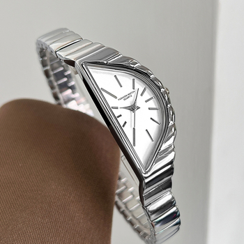 Ženski kvarcni sat GEDI, nepravilan oblik brojčanika, narukvica od cinkovog legura, vodootpornost do 30 m