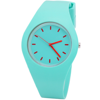 Dámske silikónové quartz hodinky, kruhový ciferník, analógový displej, silikónový náramok a puzdro