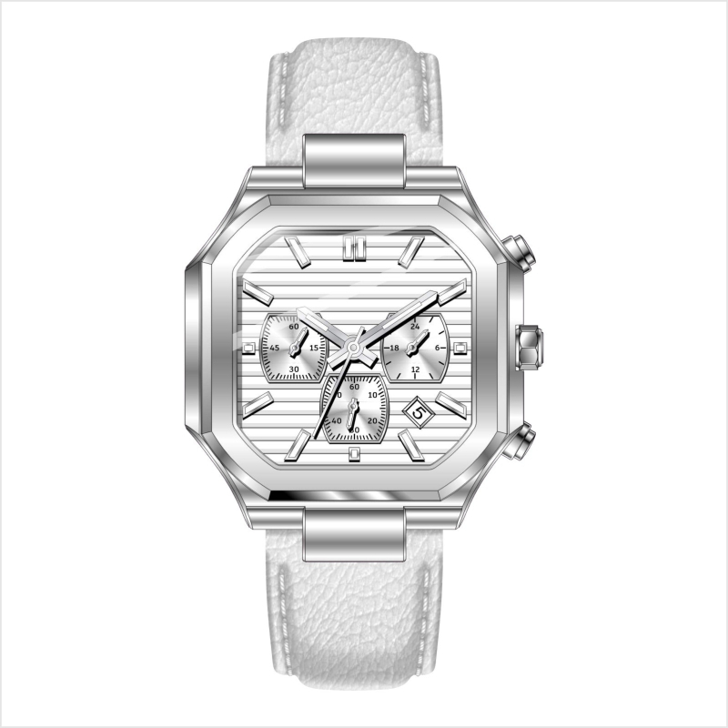 Berakins 8001 Pánske quartz hodinky – 42 mm štvorcový ciferník, kožený remienok z hovädzej kože, originálny pohon, 30 m vodotesnosť