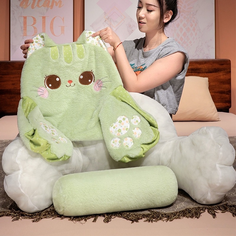Jastuk za potporu donjeg dijela leđa s plišanim navlakom, izvezen crtani uzorak sa simpatičnim životinjama, PP pamuk punilo