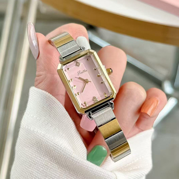 Ženski sat s pravokutnim cifrom i čeličnim remenom, kvarcni mehanizam, podrijetlo pogona Japan, kućište od legure, vodootpornost 30M