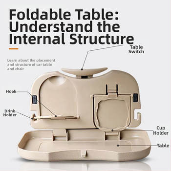 Automobiļa saliekams daudzfunkcionālais galds — plastmasa, sienas uzstādīšana, RS zīmols