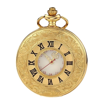 Kvarcni džepni sat u pastoralnom stilu s retro rimsko skeletno kućište, 24-satni indikator, GL68 mehanizam, kućište od legure