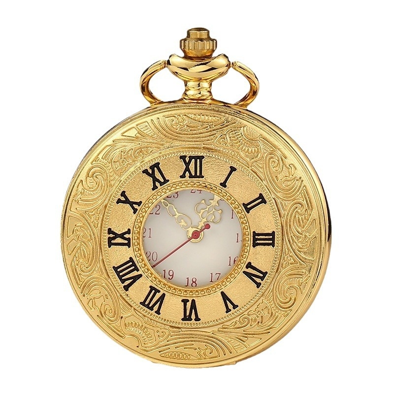 Kvarcni džepni sat u pastoralnom stilu s retro rimsko skeletno kućište, 24-satni indikator, GL68 mehanizam, kućište od legure