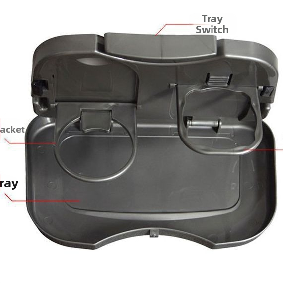 Automobiļa aizmugurējā sēdekļa saliekamais galds no ABS plastmasas, portatīvajam datoram darbam, dzērienu turētājs un uzglabāšanas nodalījums