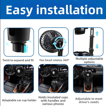 Automašīnas krūžu turētājs ar ventilatoru – ABS korpuss, modelis Xc-sbj38, produkta kods Xc-sbj38, uzstādīšana uz paneļa, zīmols XCLPF