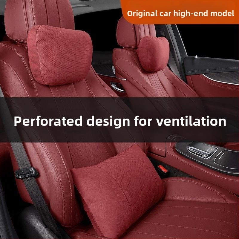 Automobilski jastuk za naslon za glavu i lumbalni jastučić – vanjski materijal: drvene perle, punilo: poliester, universalna kompatibilnost, sve sezone