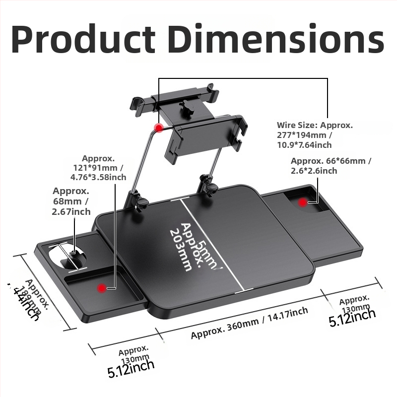 Automobilio stalas / valgomojo stalas automobilyje (plastiko; snap-in tvirtinimas; daugiafunkcinis, sulankstomas; Shunwei)