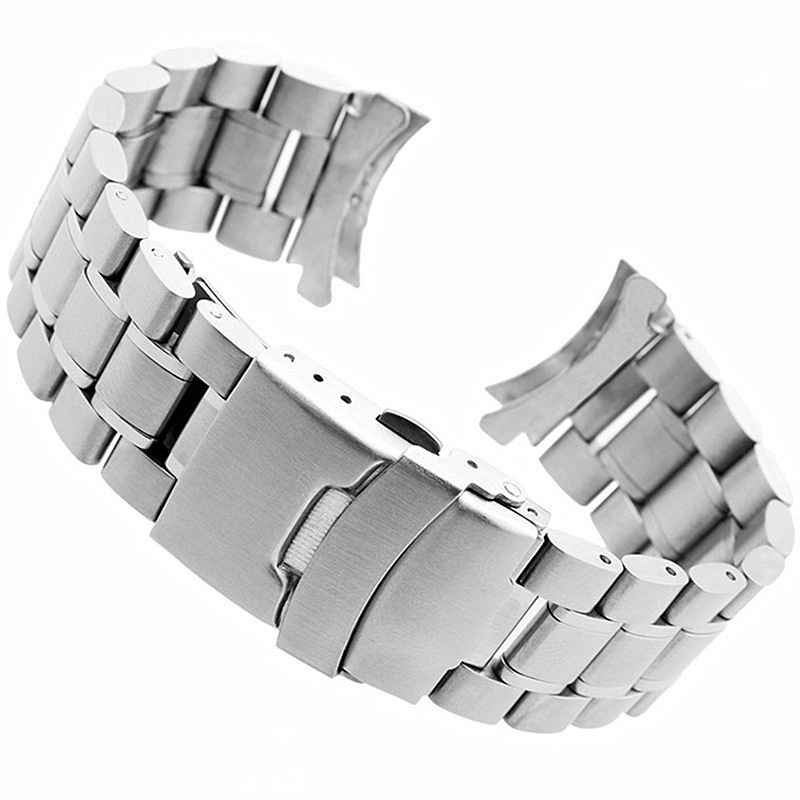 Rozsdamentes acélból készült karóra szíj dupla biztonsági csattal, kompatibilis 18–24 mm-hez