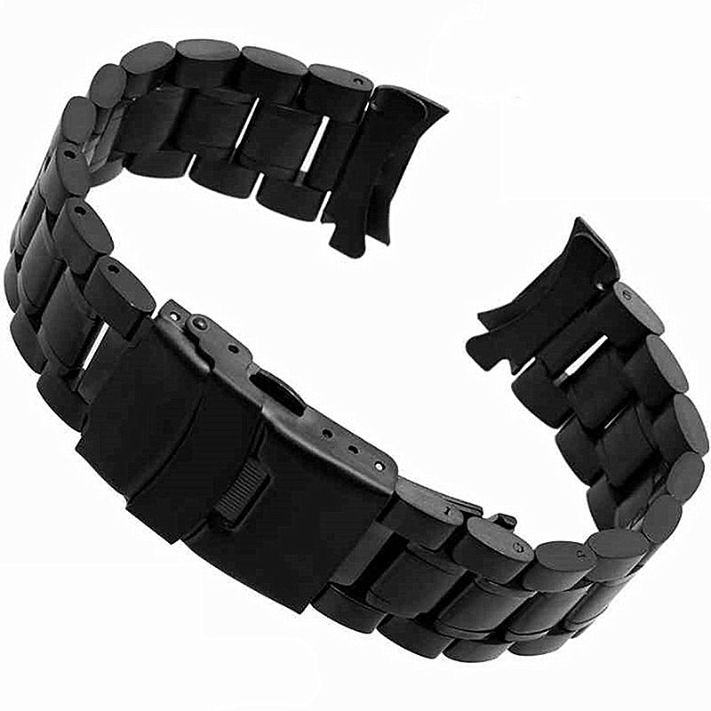 Rozsdamentes acélból készült karóra szíj dupla biztonsági csattal, kompatibilis 18–24 mm-hez