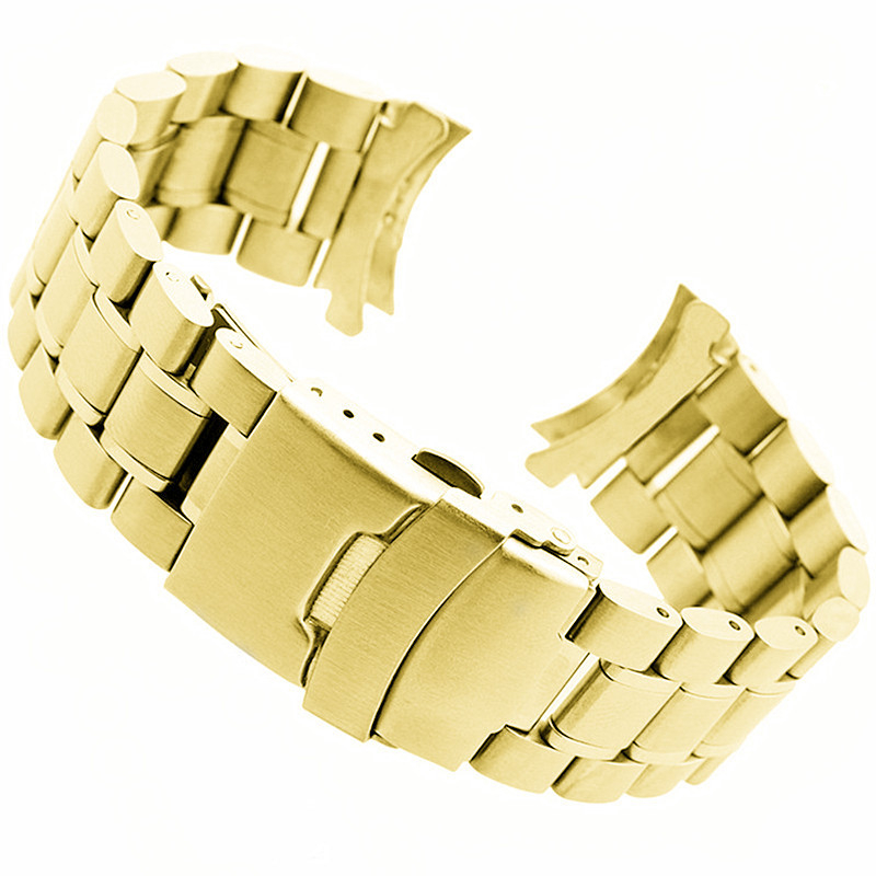 Rozsdamentes acélból készült karóra szíj dupla biztonsági csattal, kompatibilis 18–24 mm-hez