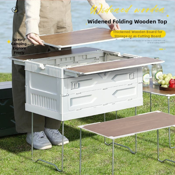 Väliskempingu hoiukast koos hoidiku, piknikulaua ja auto pagasiruumi korraldajaga