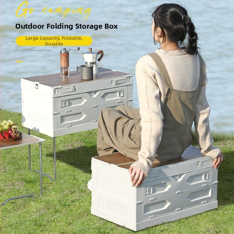 Väliskempingu hoiukast koos hoidiku, piknikulaua ja auto pagasiruumi korraldajaga