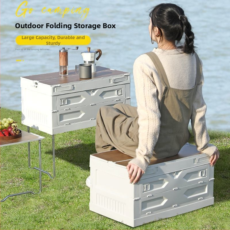 Väliskempingu hoiukast hoidikuga ja piknikulauaga, auto pakiruumi korraldaja