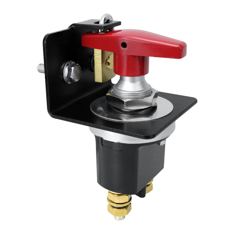 Akkumulátor lekapcsoló kapcsoló zárlólemezzel, 300A nagyáramú főkapcsoló autókhoz, lakóautókhoz, jachtokhoz és hajókhoz — CP-5470/CP-5471/CP-5472; anyagok: réz, vas, bakelit, karbonacél