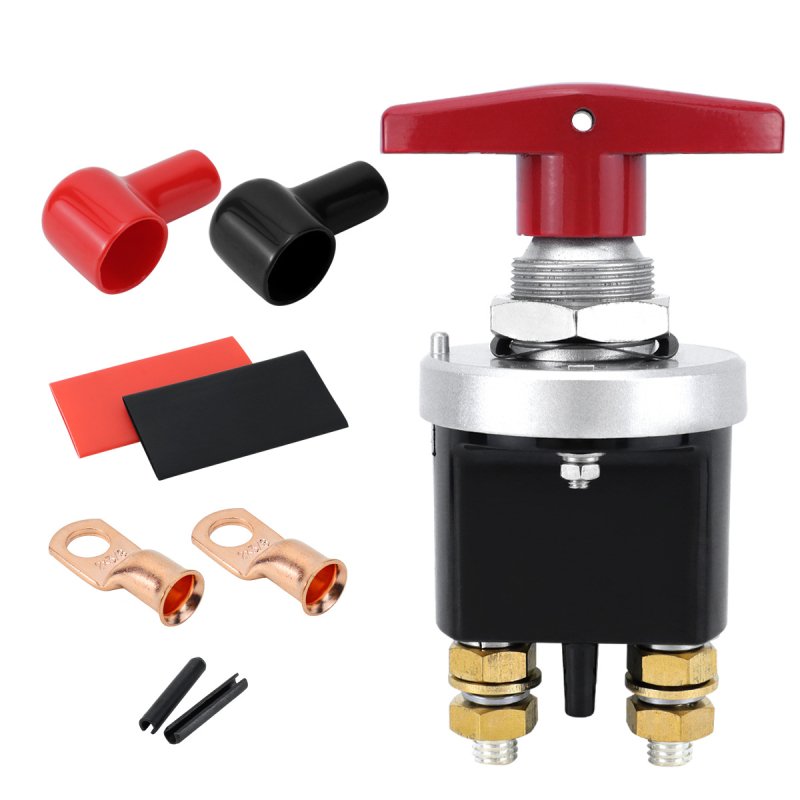 Akkumulátor lekapcsoló kapcsoló zárlólemezzel, 300A nagyáramú főkapcsoló autókhoz, lakóautókhoz, jachtokhoz és hajókhoz — CP-5470/CP-5471/CP-5472; anyagok: réz, vas, bakelit, karbonacél