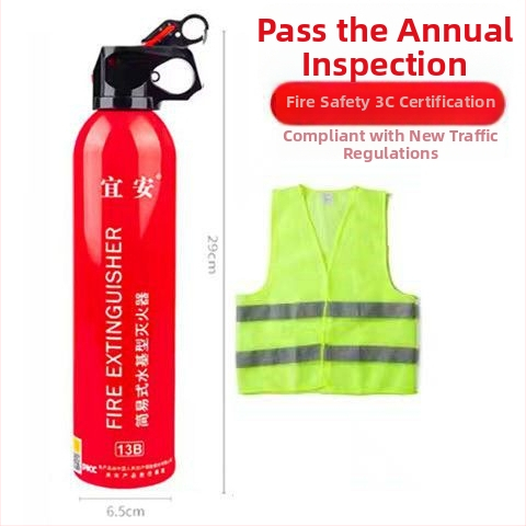 Automobiļu brīdinājuma zīme ar saliekamu atstarojošu briesmu plāksni un ugunsdzēsības komplektu