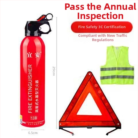 Automobiļu brīdinājuma zīme ar saliekamu atstarojošu briesmu plāksni un ugunsdzēsības komplektu