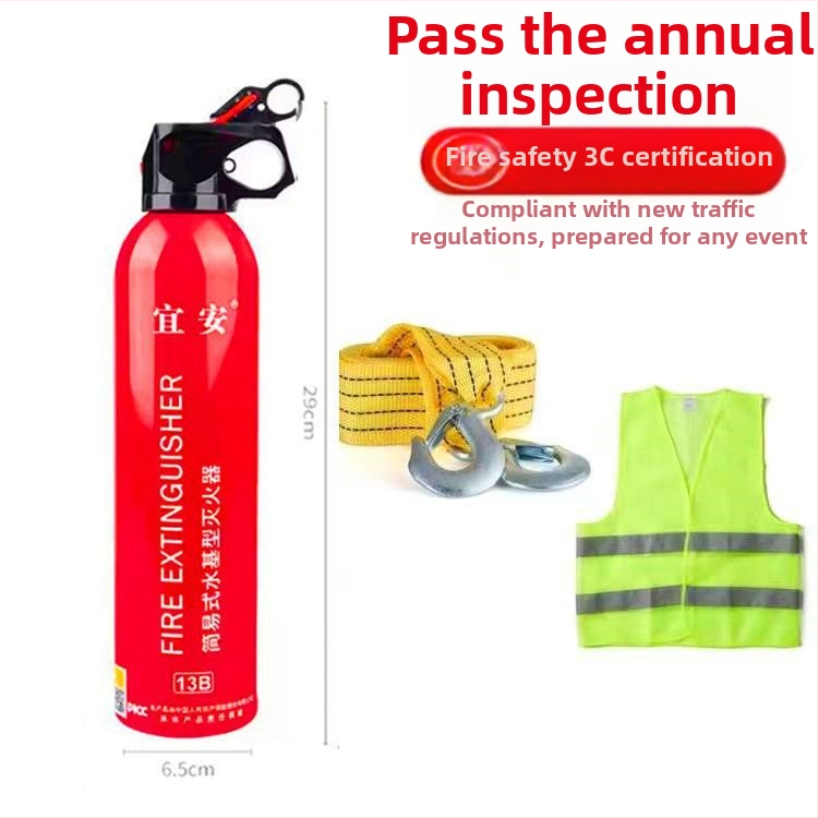 Automobiļu brīdinājuma zīme ar saliekamu atstarojošu briesmu plāksni un ugunsdzēsības komplektu